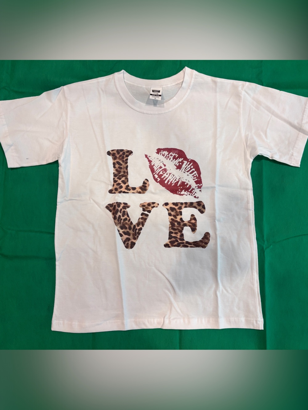 Kids White Tee with Leopard LOVE Print